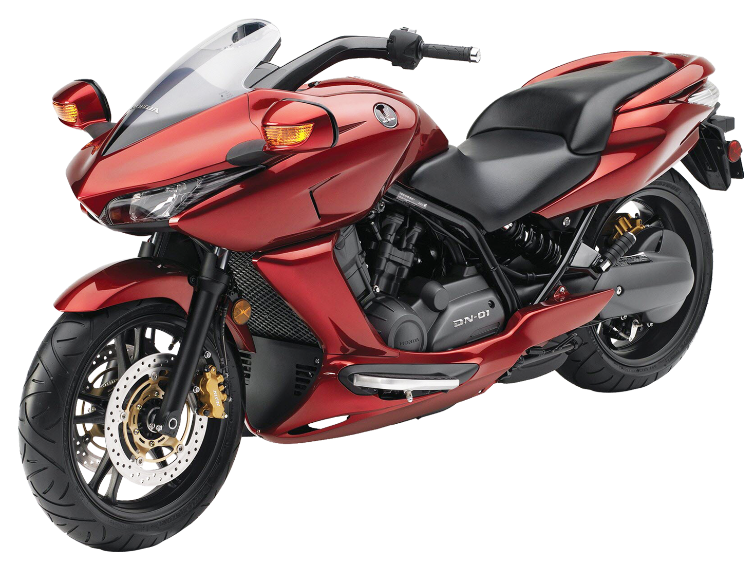 Red Honda Motorcycle Profile View PNG image