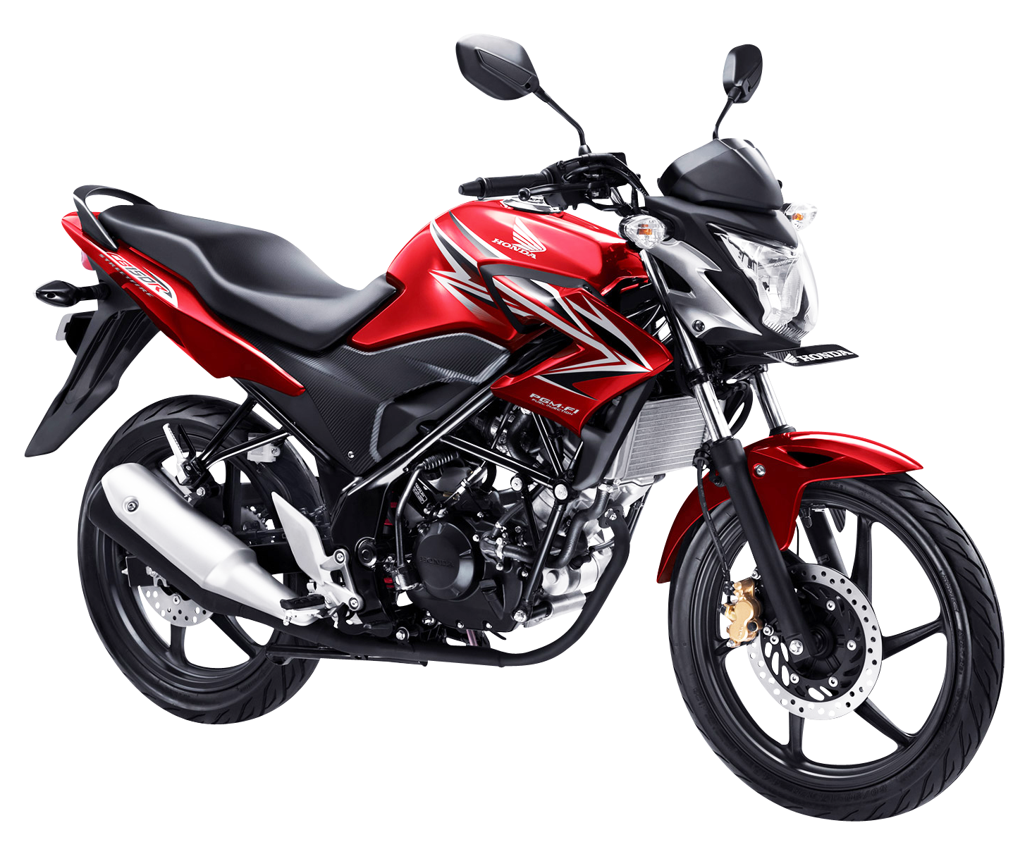 Red Honda Motorcycle Profile View PNG image