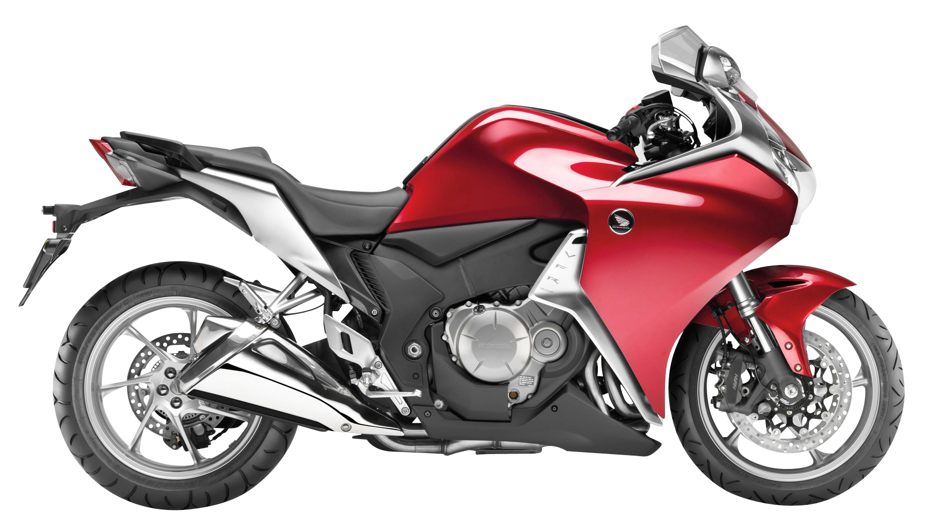 Red Honda Sport Motorcycle Profile View PNG image