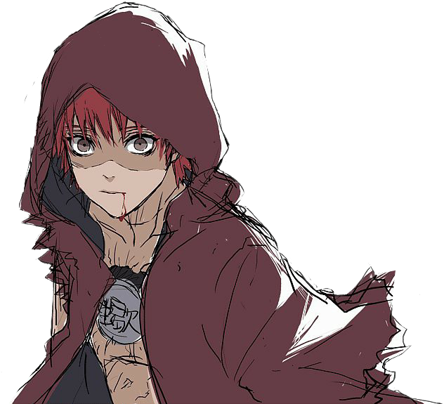 Red Hooded Anime Character Sasori PNG image