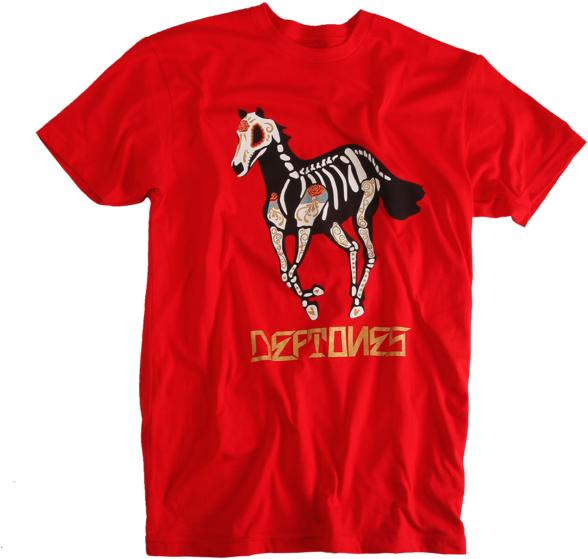 Red Horse Skeleton Shirt Graphic PNG image