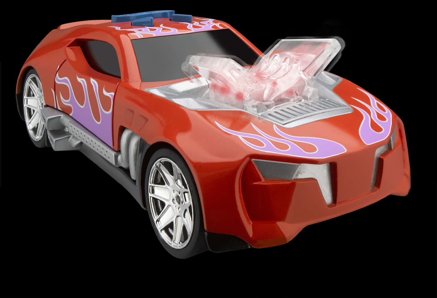 Red Hot Wheels Sports Car With Flames PNG image
