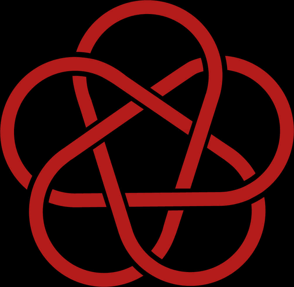Red Interlocking Circles Pentagram Design PNG image