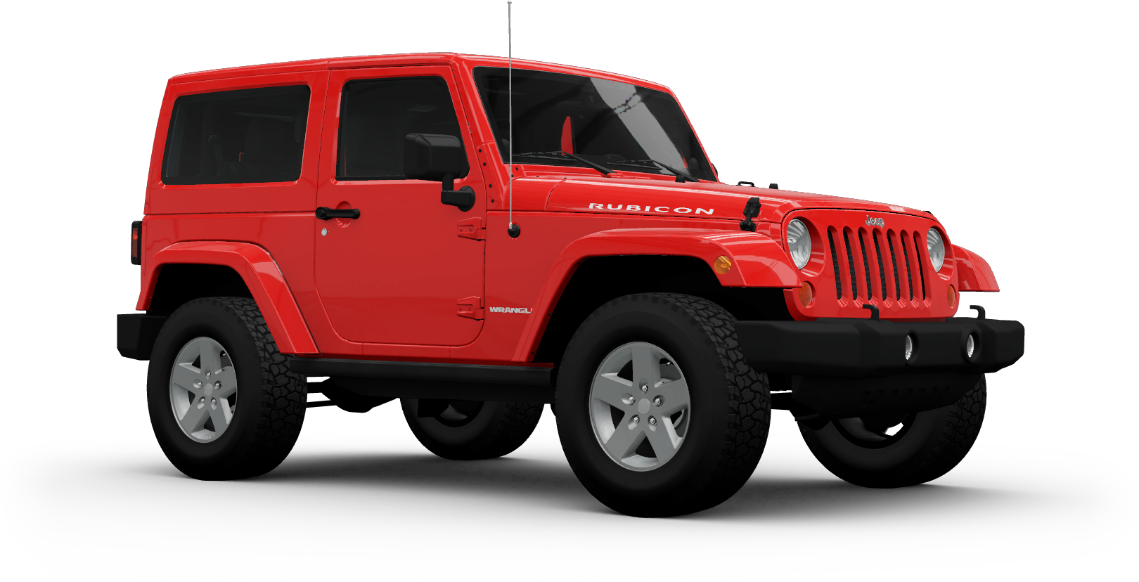 Red Jeep Wrangler Rubicon Side View PNG image