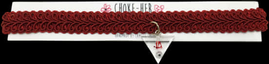 Red Lace Chokerwith Triangle Pendant PNG image