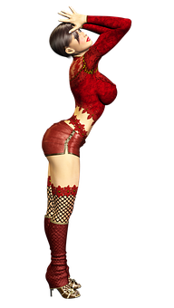 Red Lace Dancer Pose PNG image