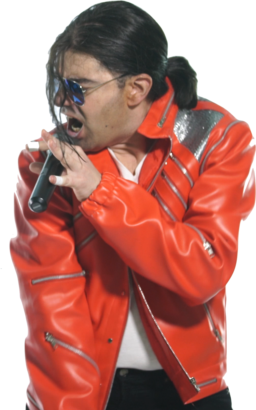 Red Leather Jacket Performer Singing PNG image