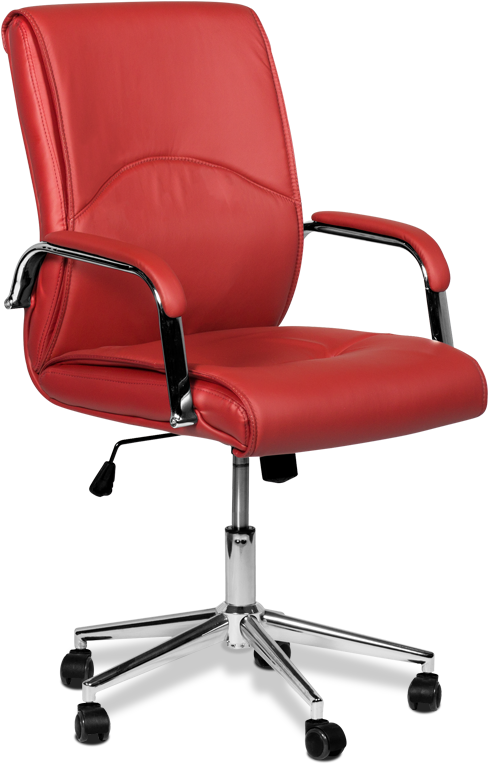Red Leather Office Chair PNG image