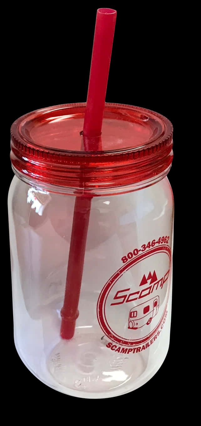 Red Lid Clear Jarwith Straw PNG image