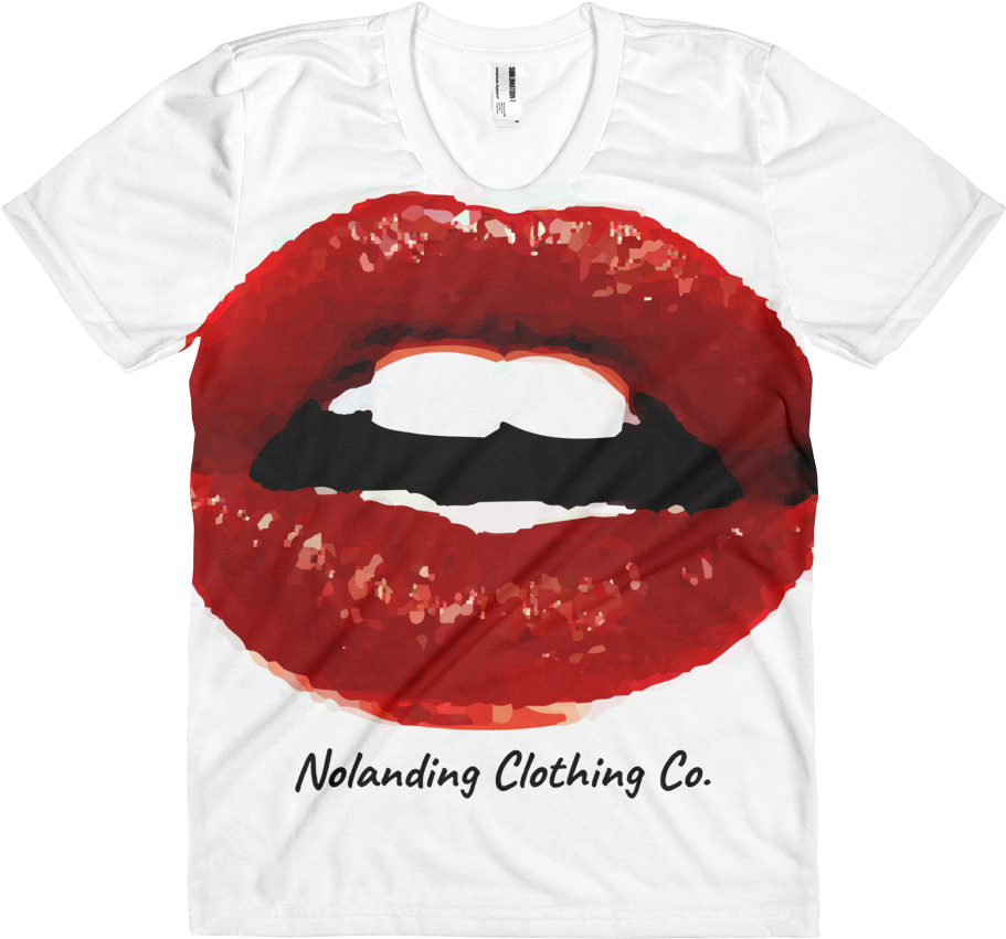 Red Lip Print Tshirt Design PNG image