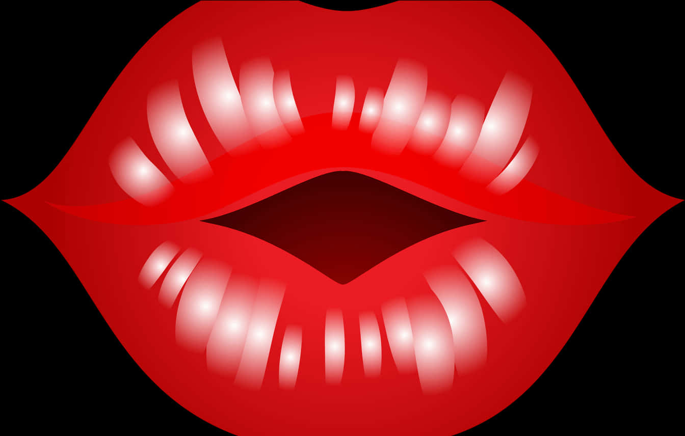 Red Lips Shining Teeth Graphic PNG image