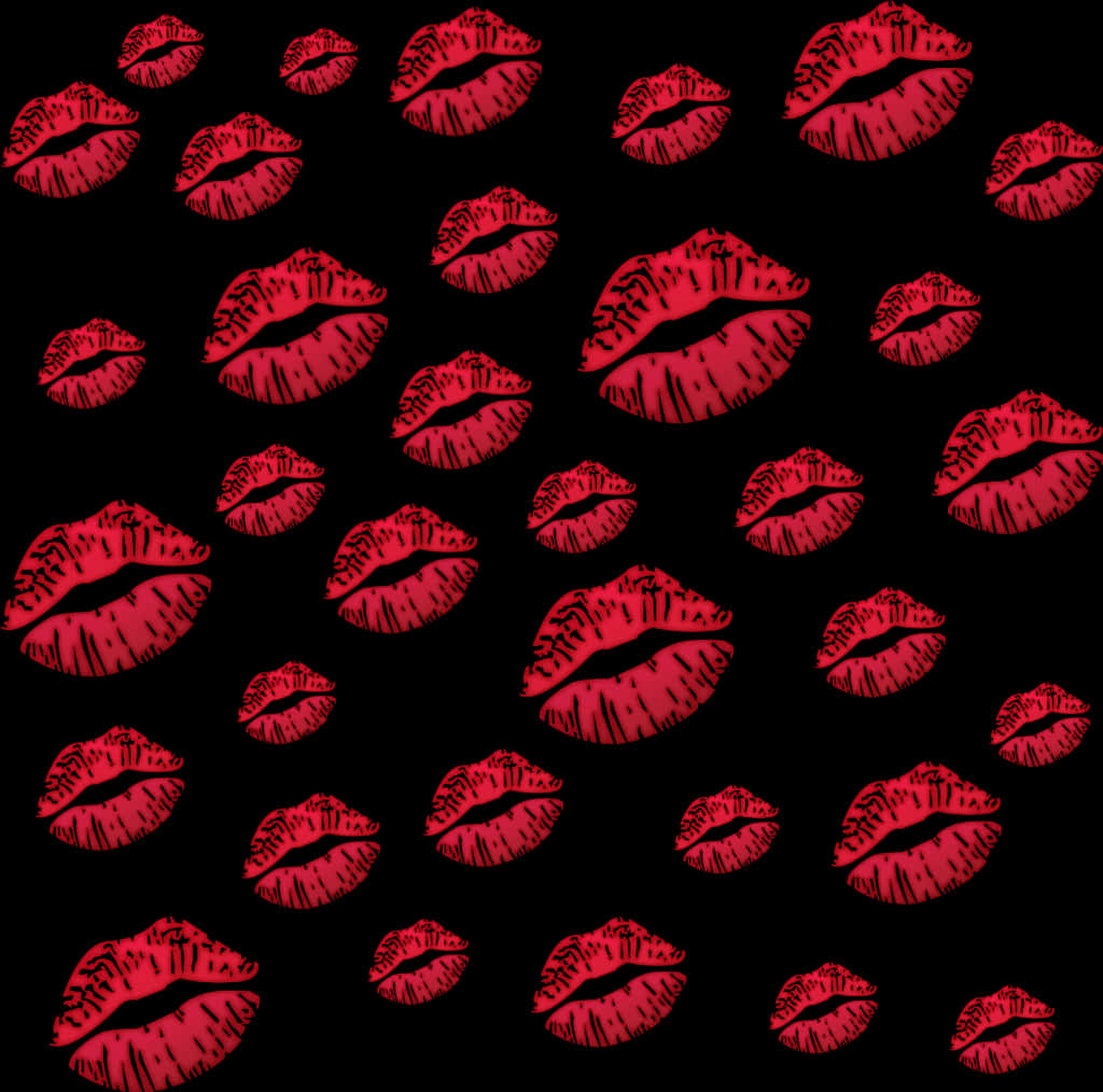 Red Lipstick Kisses Pattern PNG image