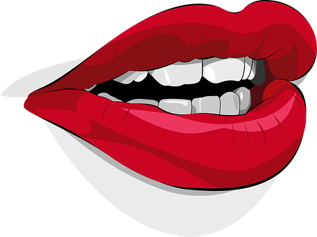 Red Lipstick Smiling Cartoon Lips PNG image