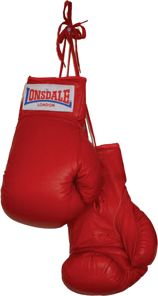Red Lonsdale Boxing Gloves Hanging PNG image