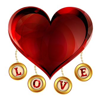 Red Love Heart Pendant PNG image