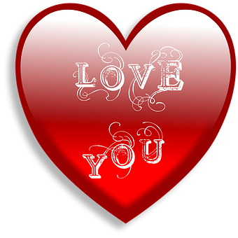 Red Love You Heart PNG image