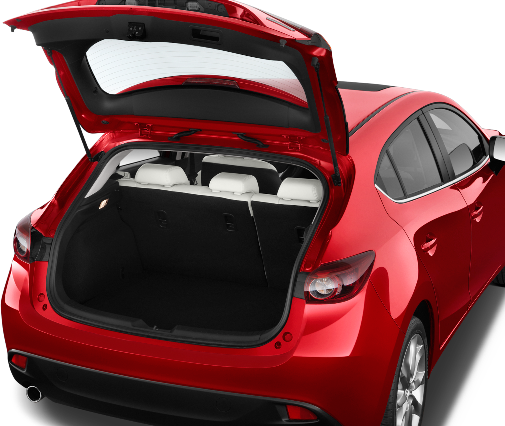 Red Mazda Hatchback Trunk Space PNG image