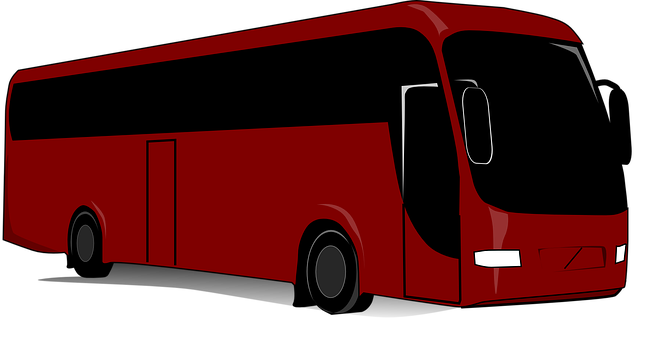 Red Modern Coach Bus PNG image