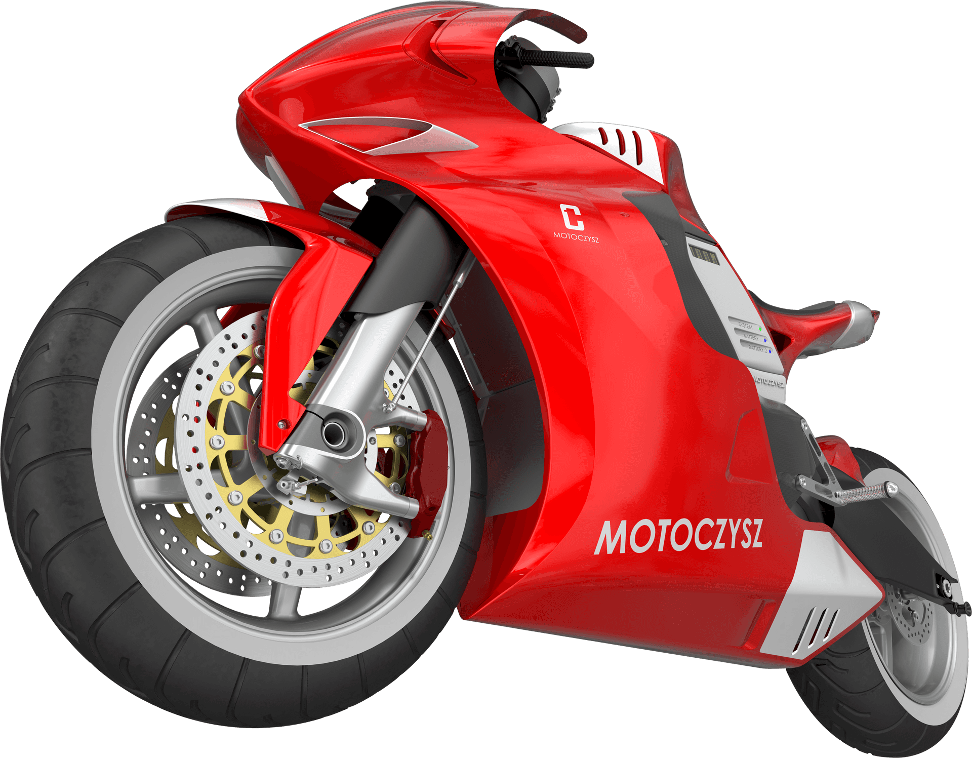 Red Motoczysz Electric Motorcycle PNG image