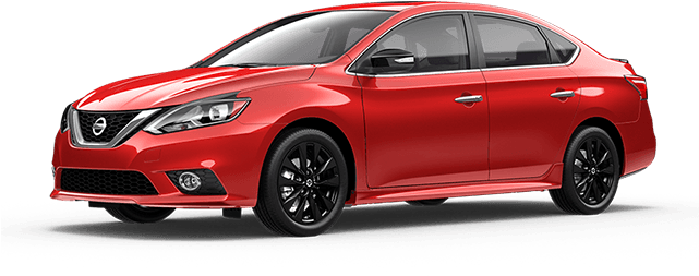 Red Nissan Sedan Profile View PNG image