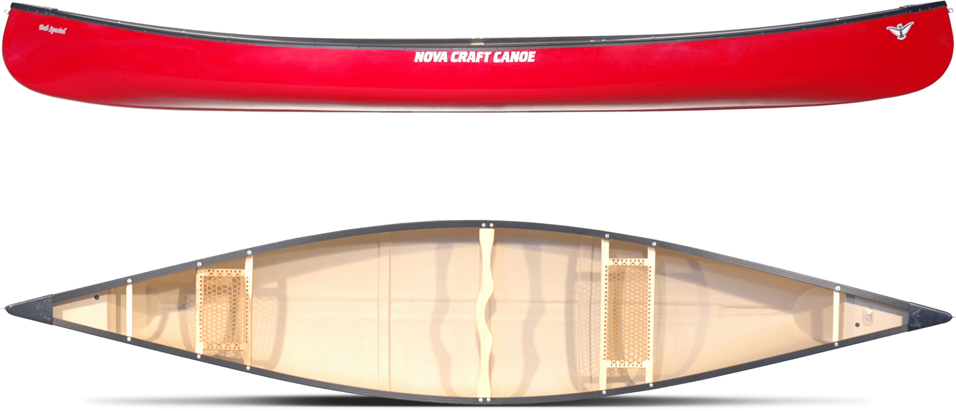 Red Nova Craft Canoe Topand Side View PNG image