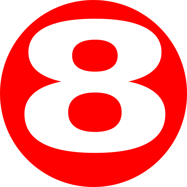 Red Number8on Gray Background PNG image
