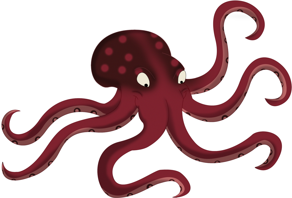 Red Octopus Cartoon Illustration PNG image