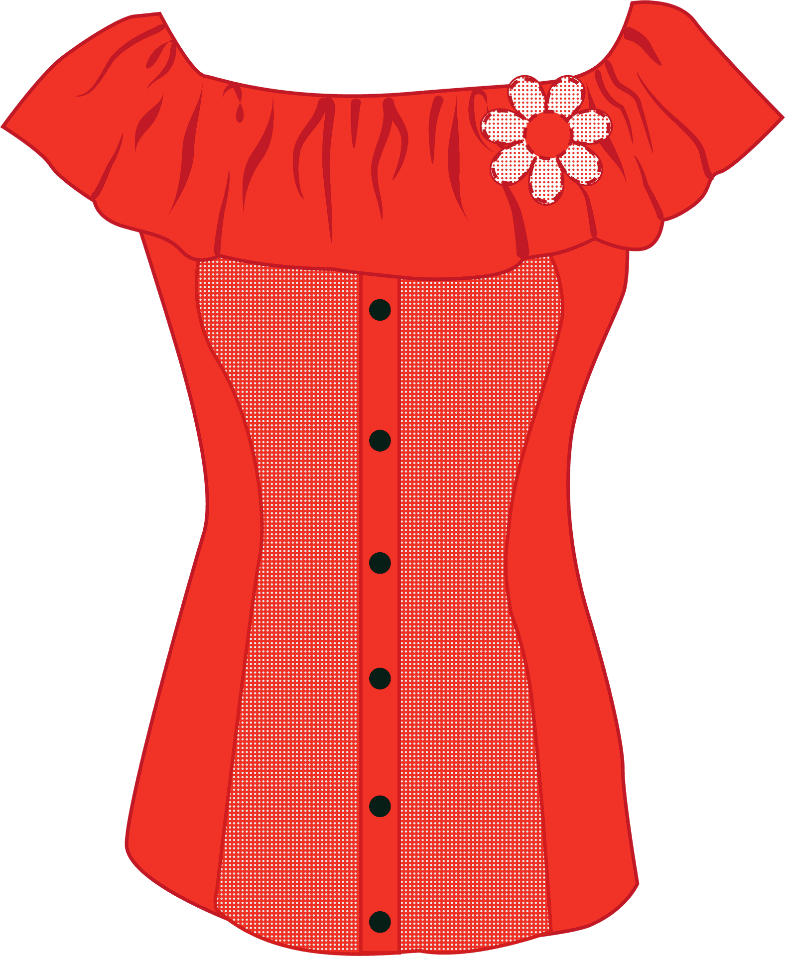 Red Off Shoulder Blouse Design PNG image