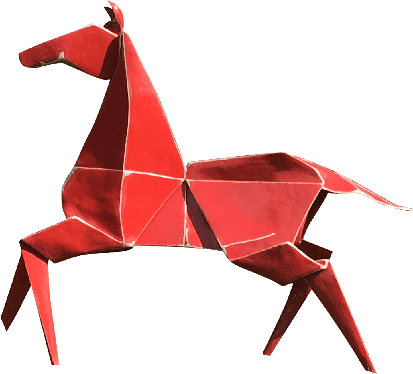 Red Origami Horse Figure PNG image