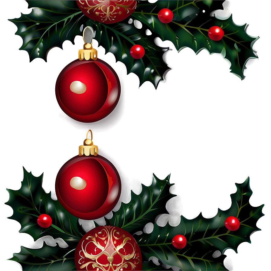 Red Ornament With Holly Png Rkg PNG image