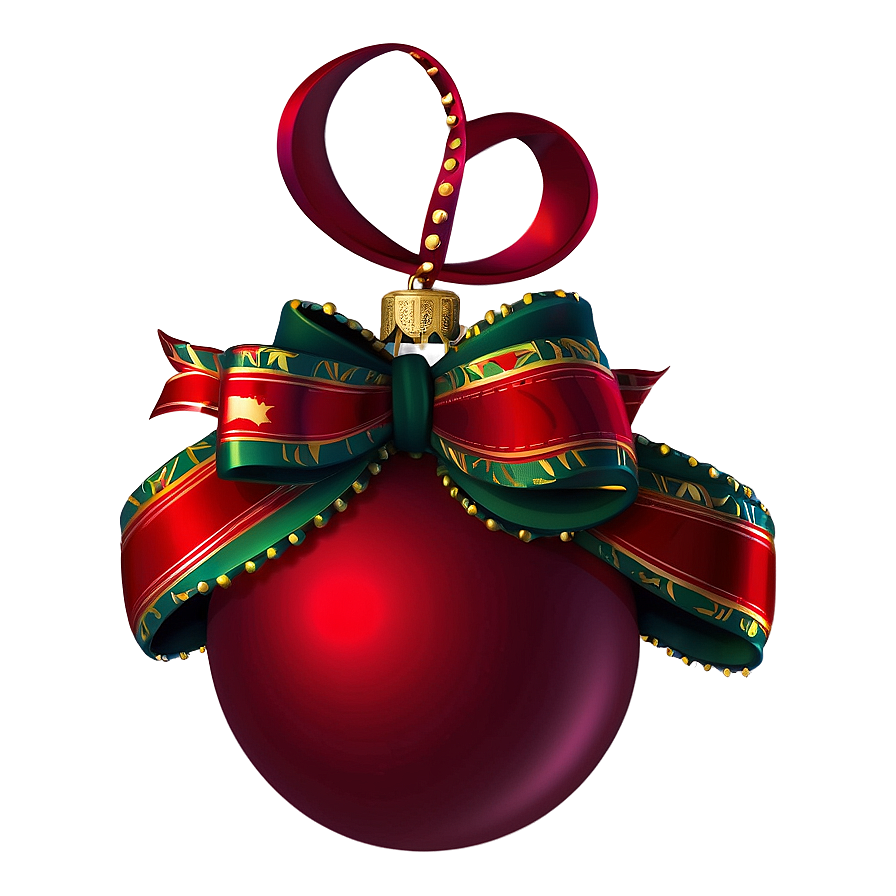 Red Ornament With Ribbon Png 06212024 PNG image