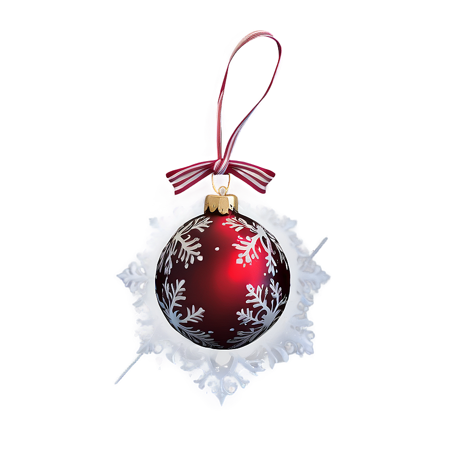 Red Ornament With Snow Png Dwg PNG image