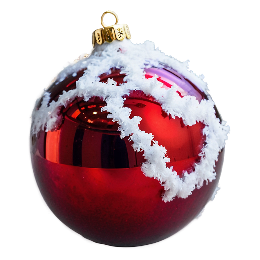 Red Ornament With Snow Png Pdg26 PNG image