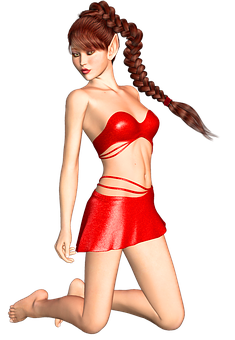 Red Outfit Fantasy Character PNG image