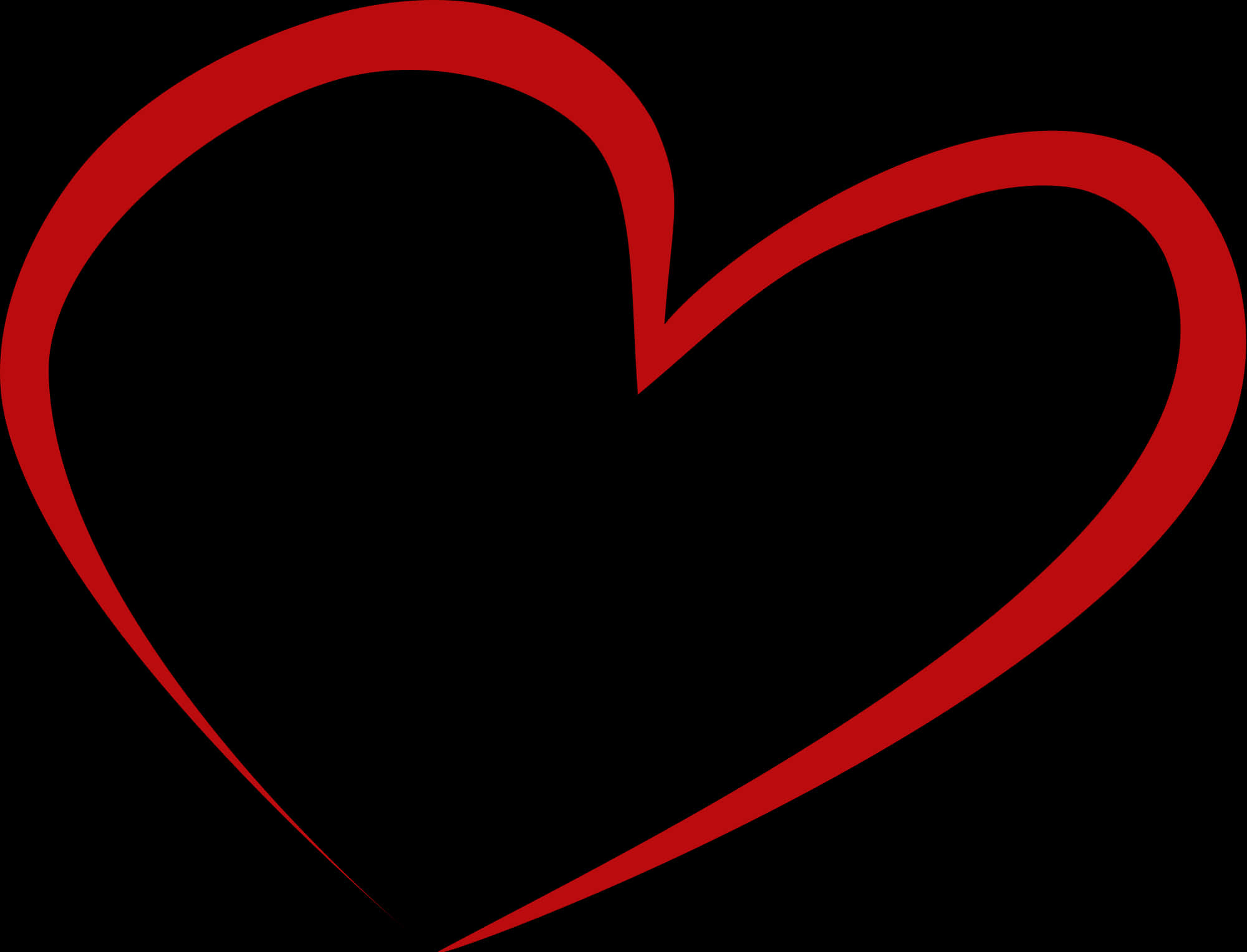 Red Outline Hearton Black Background PNG image