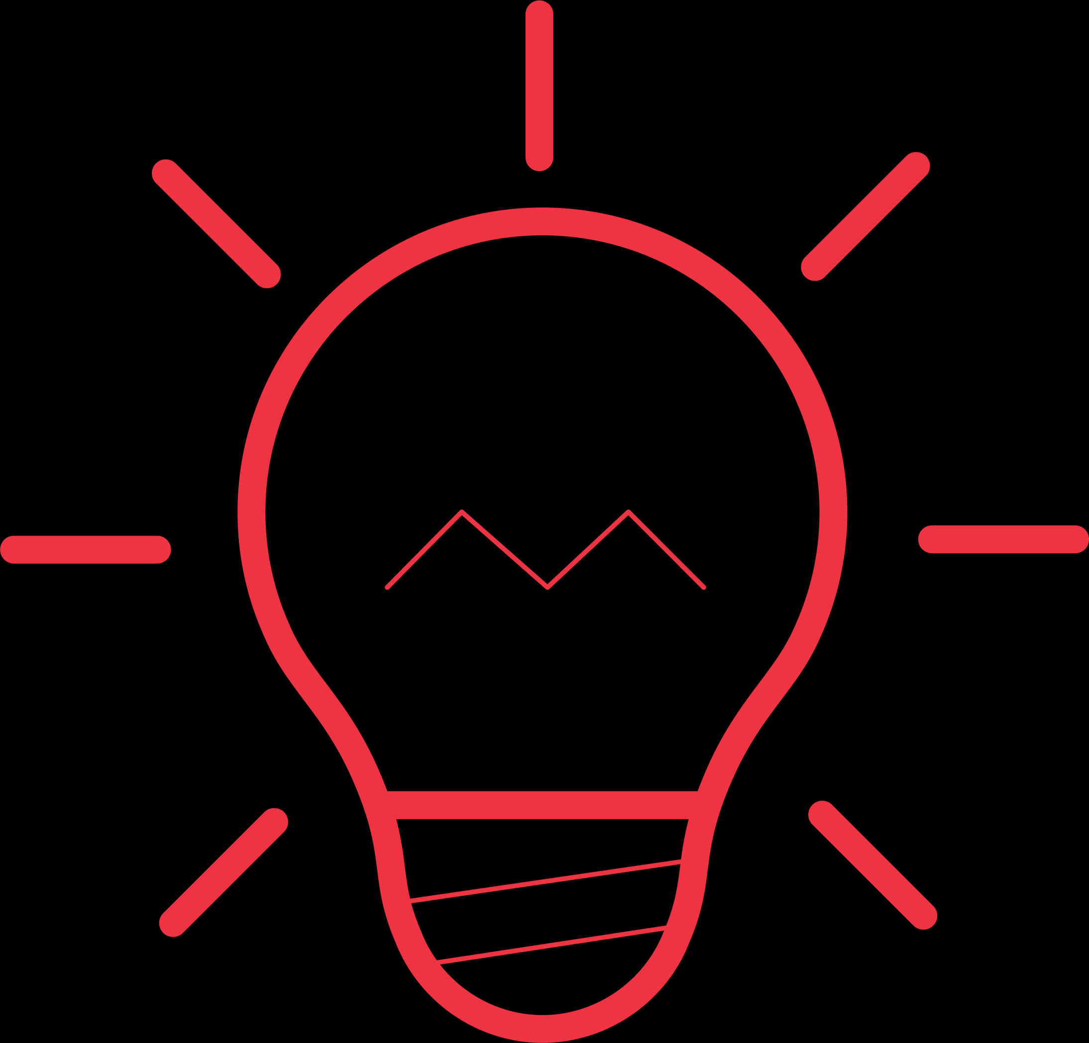 Red Outline Light Bulb Icon PNG image