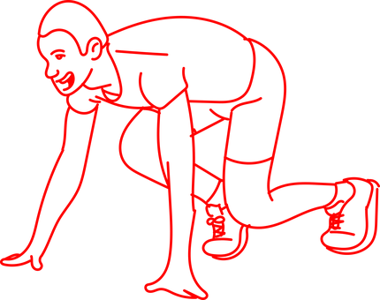 Red Outline Man Starting Position PNG image