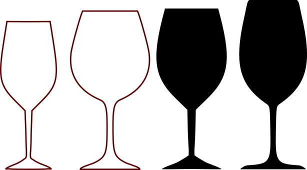 Red Outline Wine Glasses PNG image