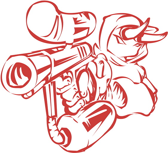 Red Outlined Arm With Gun PNG image