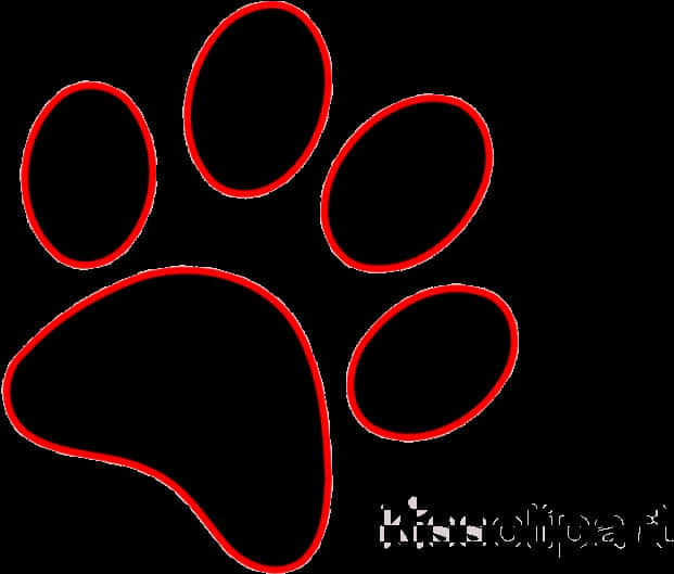 Red Outlined Black Paw Print PNG image