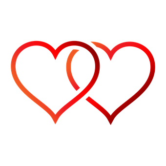 Red Outlined Heartson Black Background PNG image