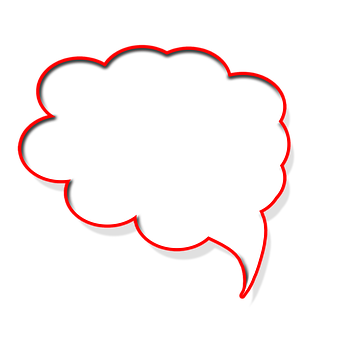 Red Outlined Speech Bubbleon Black Background PNG image