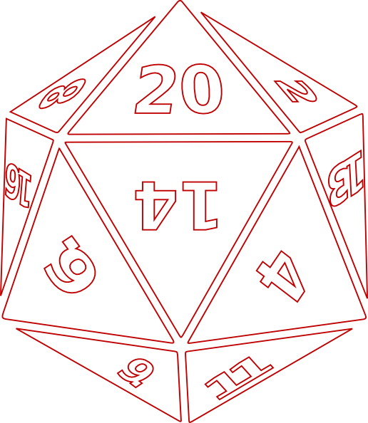 Red Outlined Twenty Sided Die PNG image