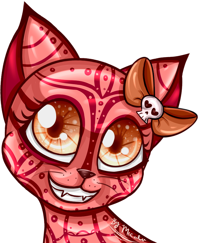 Red Patterned Cat Cartoon PNG image