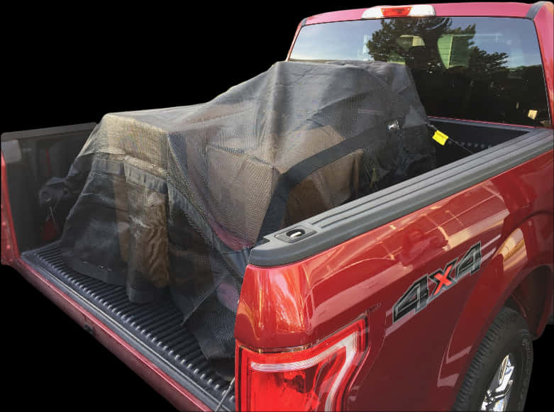 Red Pickup Truck Cargo Covered With Tarp PNG image