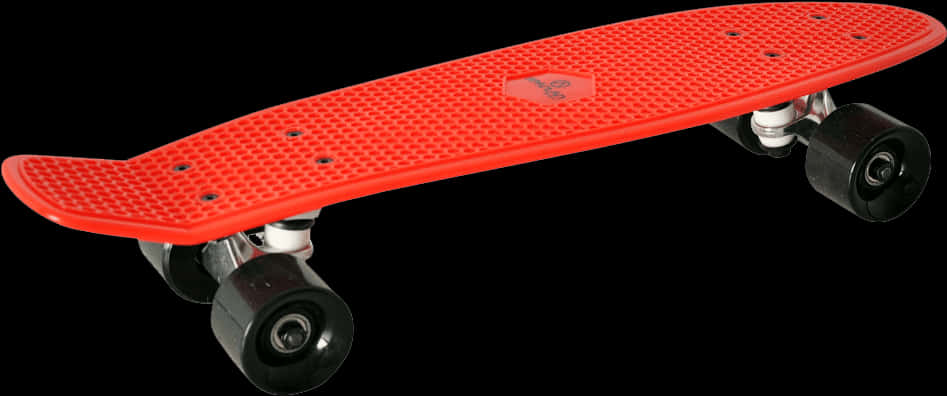 Red Plastic Skateboard Black Wheels PNG image