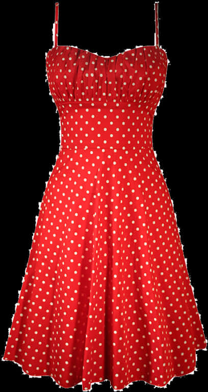 Red Polka Dot Dress Spaghetti Straps PNG image