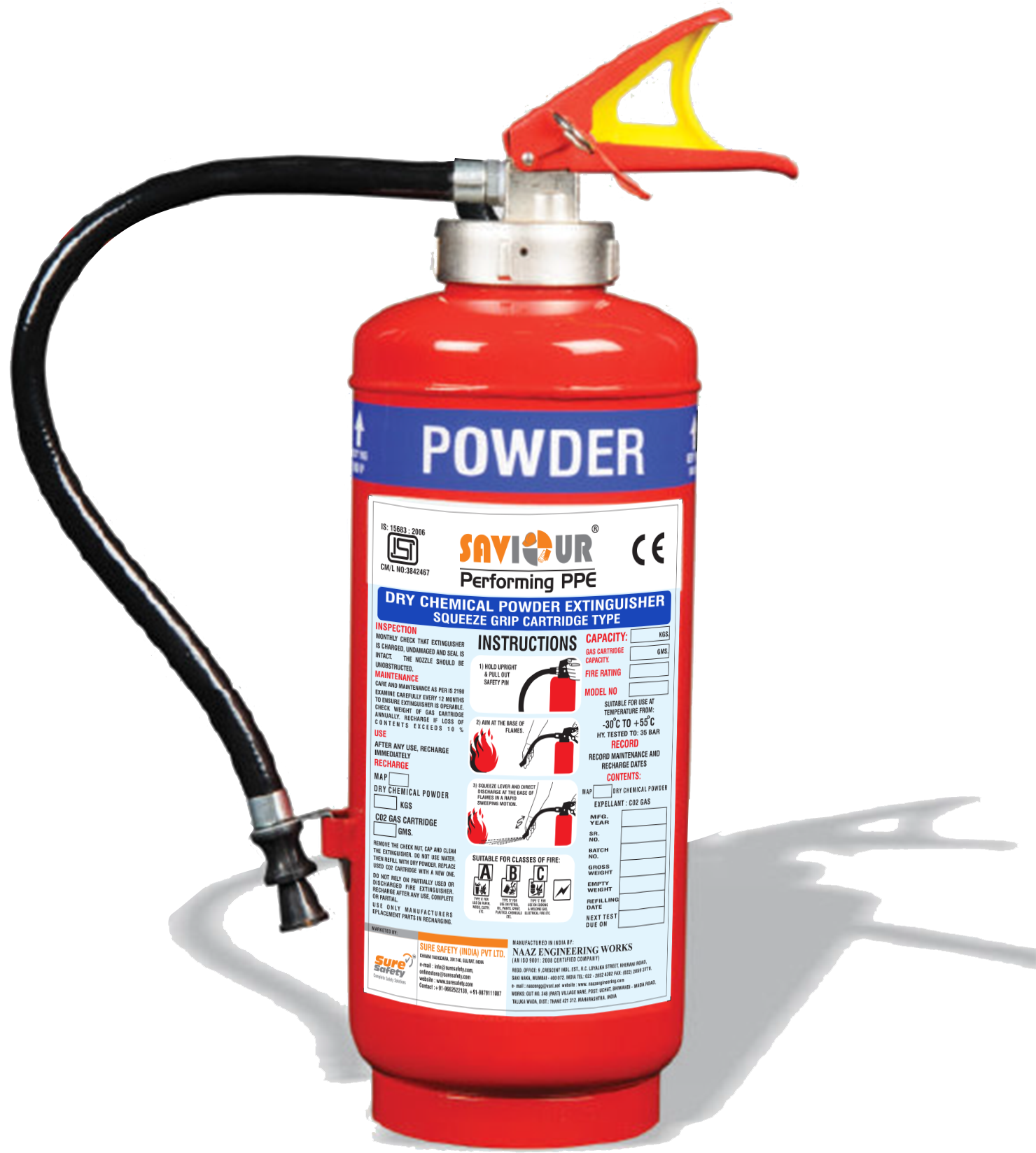 Red Powder Fire Extinguisher PNG image