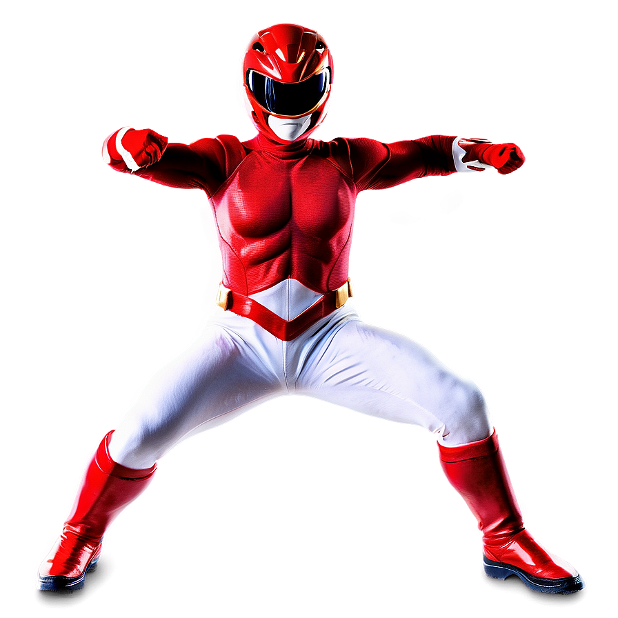 Red Power Ranger Action Pose Png 13 PNG image