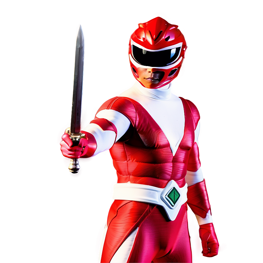 Red Power Ranger With Sword Drawn Png 88 PNG image